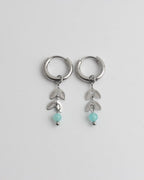 Leaf Stone Hoop Earrings