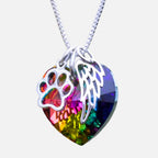 Rainbow Heart Pendant Memorial Necklace