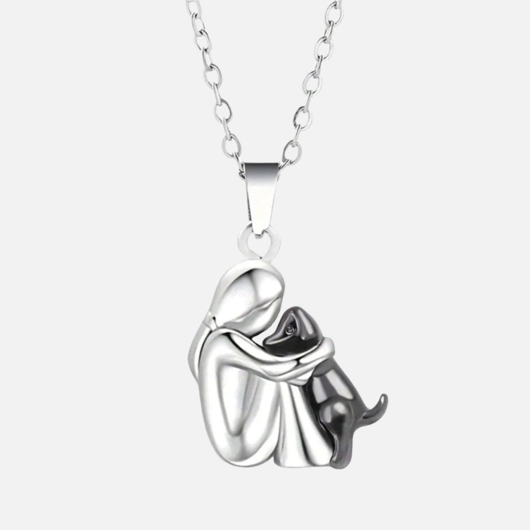 "Forever in Your Heart" Dog Hug Pendant Necklace