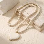 Turquoise Heart Gem Beaded Necklace