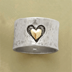 Retro Dual-Tone Silvery Heart Ring