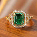 Luminous Emerald Green Crystal Ring