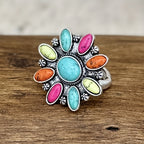 Dazzling Turquoise Floral Marquise Earrings