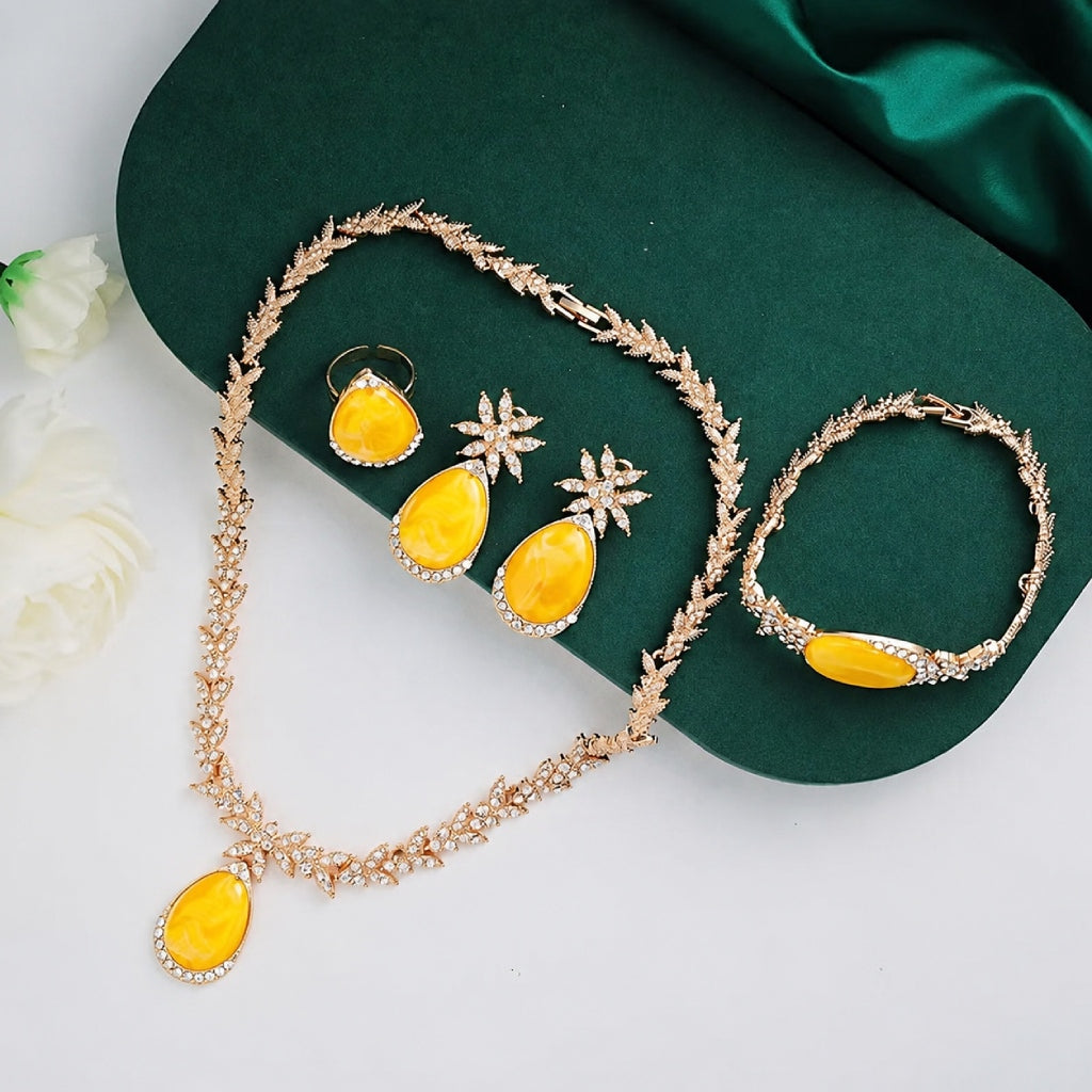 Opulent Amber Teardrop Set