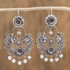 Retro Floral Bird Tassel Earrings