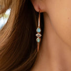 Turquoise Rose Gold Hoop Earrings
