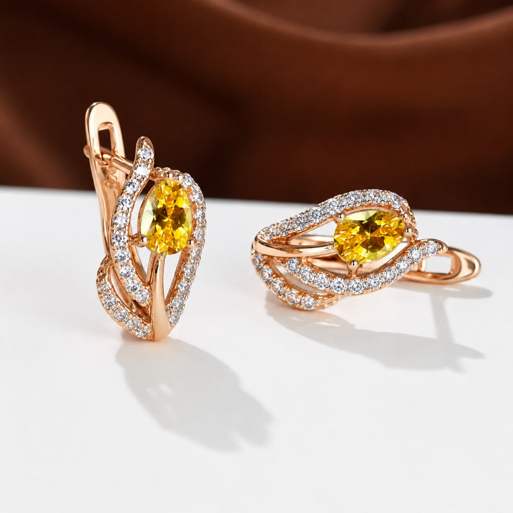 Dazzling Yellow Stone Earrings