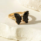 Exquisite Black Butterfly Ring