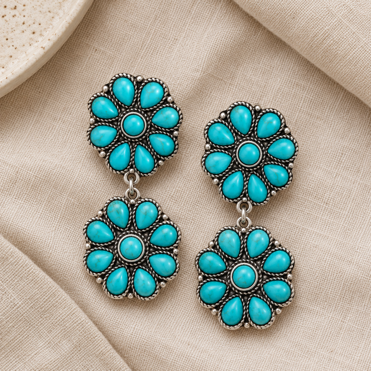 Turquoise Triple Flower Ring