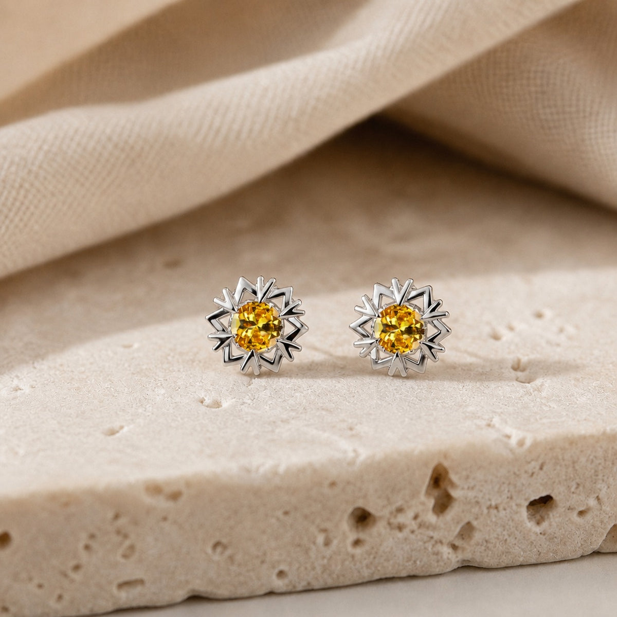 Dazzling Citrine Snowflake Earrings