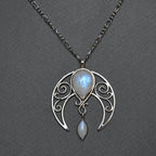 Moonstone Crescent Pendant Necklace