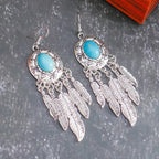 Turquoise Feather Dangle Earrings