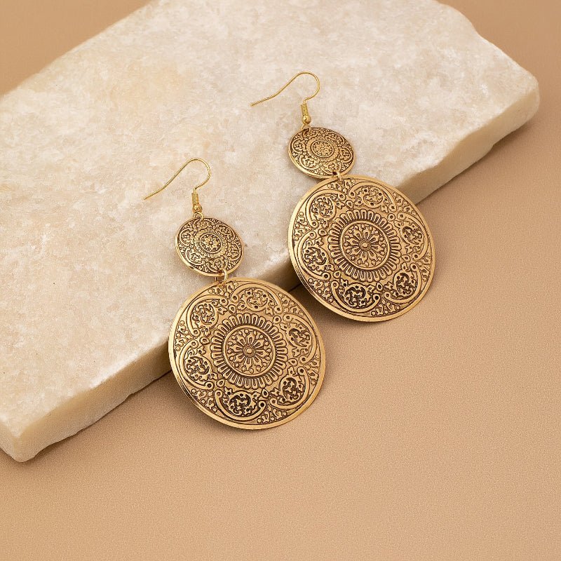 Radiant Carved Round Earrings