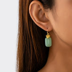 Polished Jade Drop Earrings