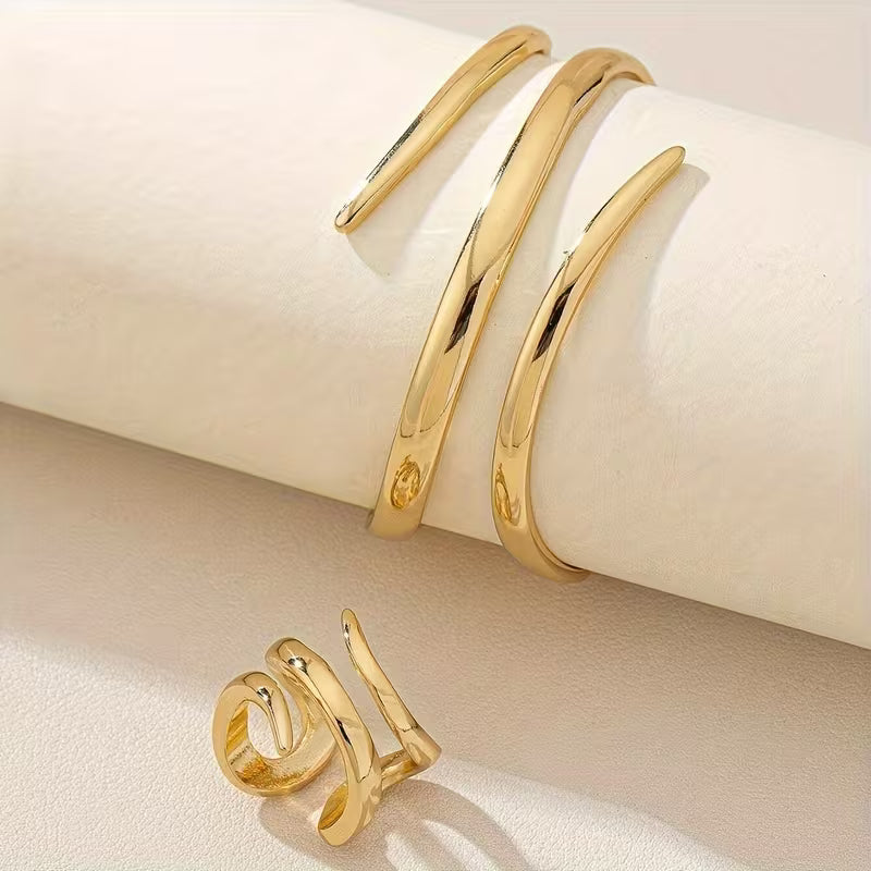 Exquisite Snake Bracelet and Ring Set