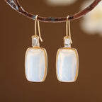 Prestigious White Opal Gold Earrings