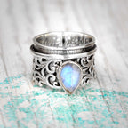 Spinner Teardrop Moonstone Ring