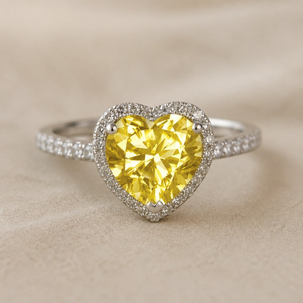 Dazzling Yellow Heart Ring