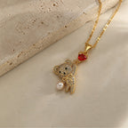 Heart Shaped Bear Pendant Necklace