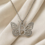 Butterfly Initial Letter Pendant Necklace