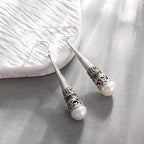Vintage Pearl Talisman Drop Earrings