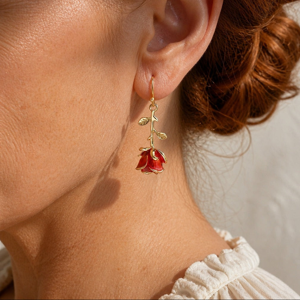 Vintage Rose Drop Earrings