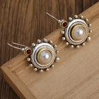 Bohemian Pearl Sunburst Drop Earrings