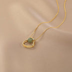 Gold Heart Jade Pearl Necklace
