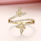 White Gold Butterfly Inlaid Zirconia Ring