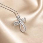 White Gold Twisted Cross Necklace