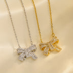 Elegant Bow Zirconia Necklace