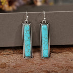 Polished Rectangular Turquoise Earrings