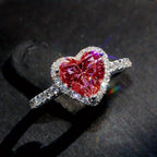 Crimson Heart Halo Crystal Ring