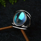 Statement Silver Oval Moonstone Ring