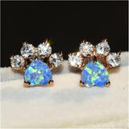 Opal Crown Paw Stud Earrings