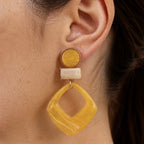 Opulent Amber Geometric Earrings
