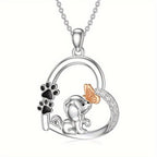 Dog Butterfly Heart Pendant Necklace