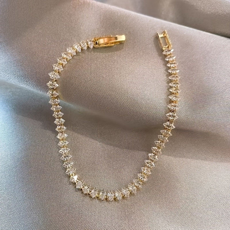 Geometric Zirconia Stone Chain Bracelet