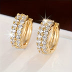 Vintage Micro Zirconia White Gold Hoop Earrings