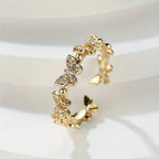 White Gold Butterlfy Rhinestone Ring