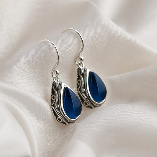 Artistic Sapphire Drop Earrings