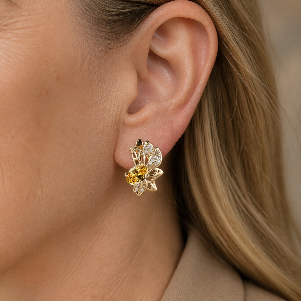 Sophisticated Golden Leaf Earrings