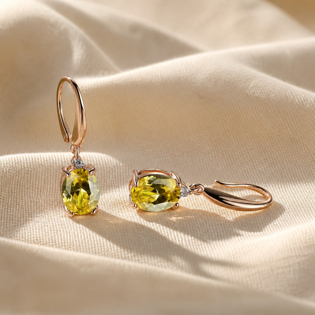 Graceful Yellow Oval Earrings