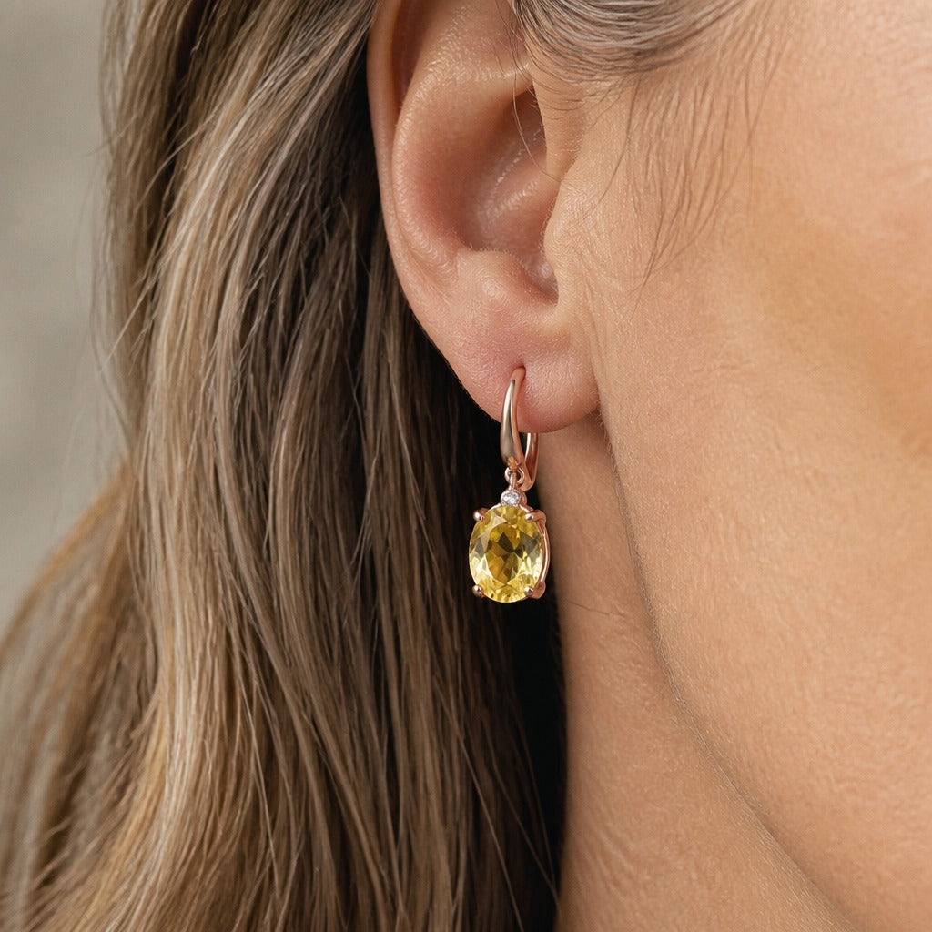 Graceful Yellow Oval Earrings