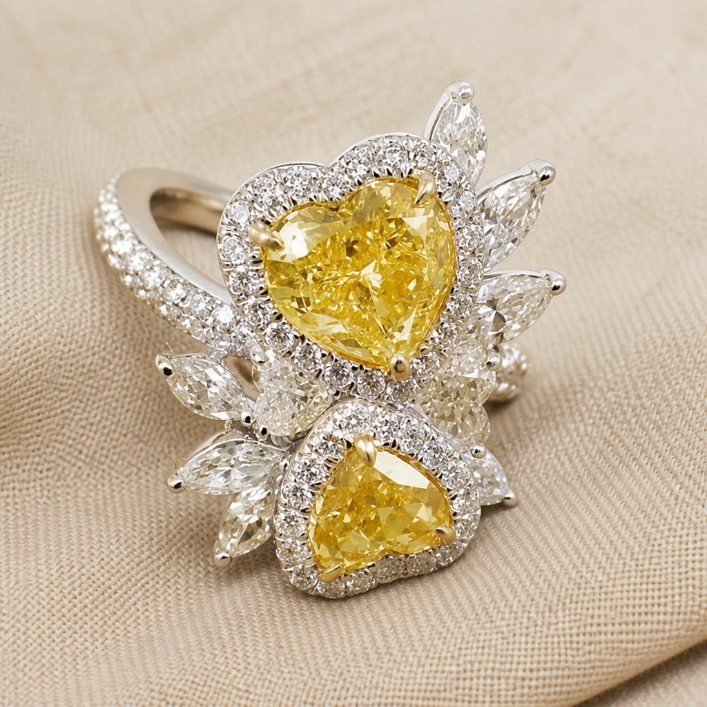 Majestic Yellow Cushion Ring