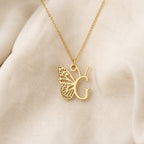 Butterfly Initial Letter Pendant Necklace