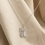 Butterfly Initial Letter Pendant Necklace