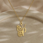 Butterfly Initial Letter Pendant Necklace