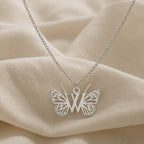 Butterfly Initial Letter Pendant Necklace