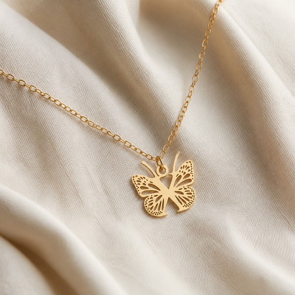 Butterfly Initial Letter Pendant Necklace